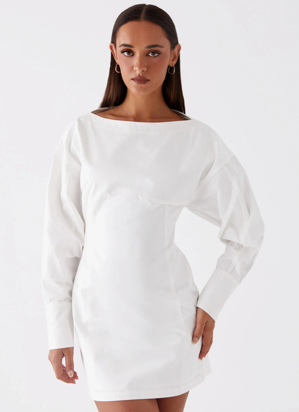 Mini-robe chemise Dynasty – Blanc