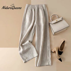 Summer thin cotton linen wide-leg pants