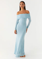 Robe longue Cocoa à manches longues - Bleu