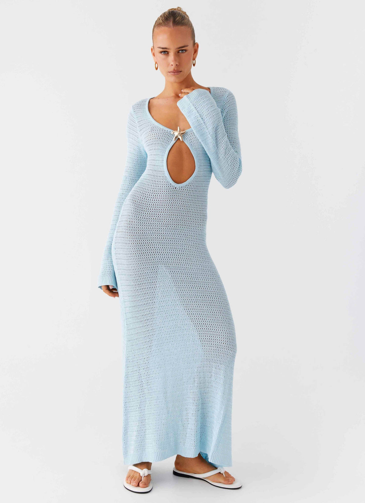 Robe longue en crochet Seascape - Bleue