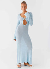 Robe longue en crochet Seascape - Bleue