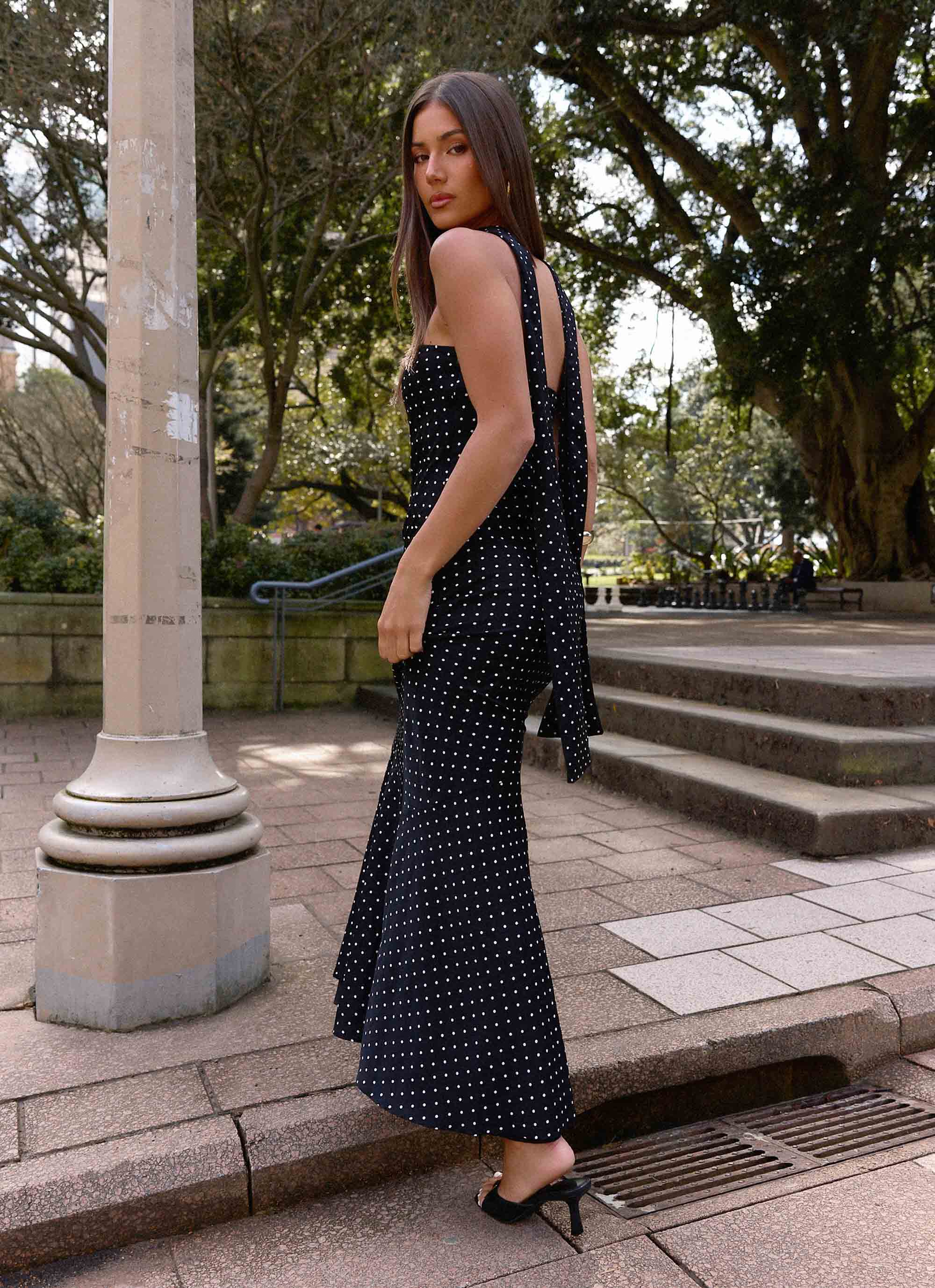 Robe longue Under The Pagoda - Pois noirs
