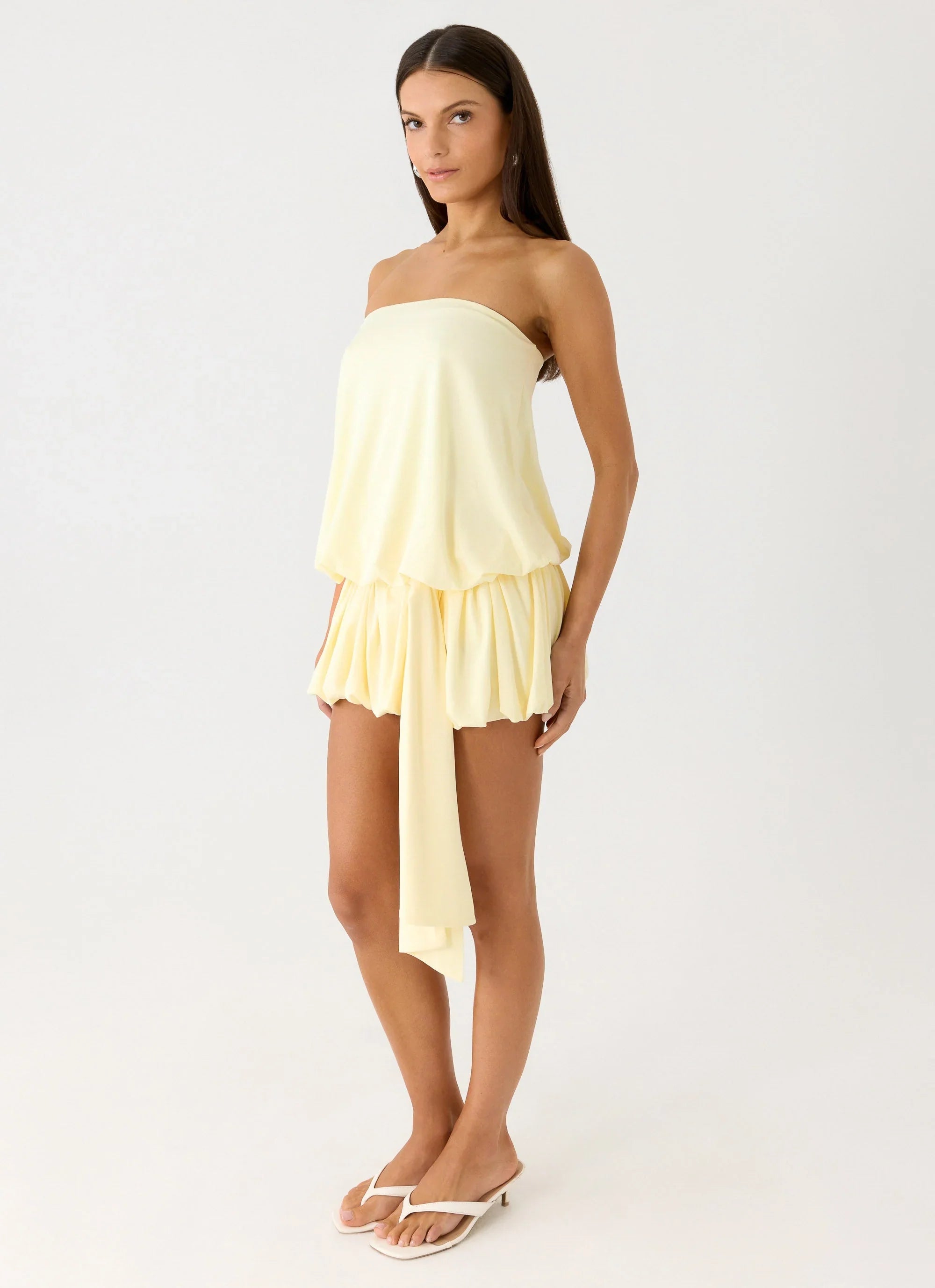 Mini-robe sans bretelles Mazie - Jaune