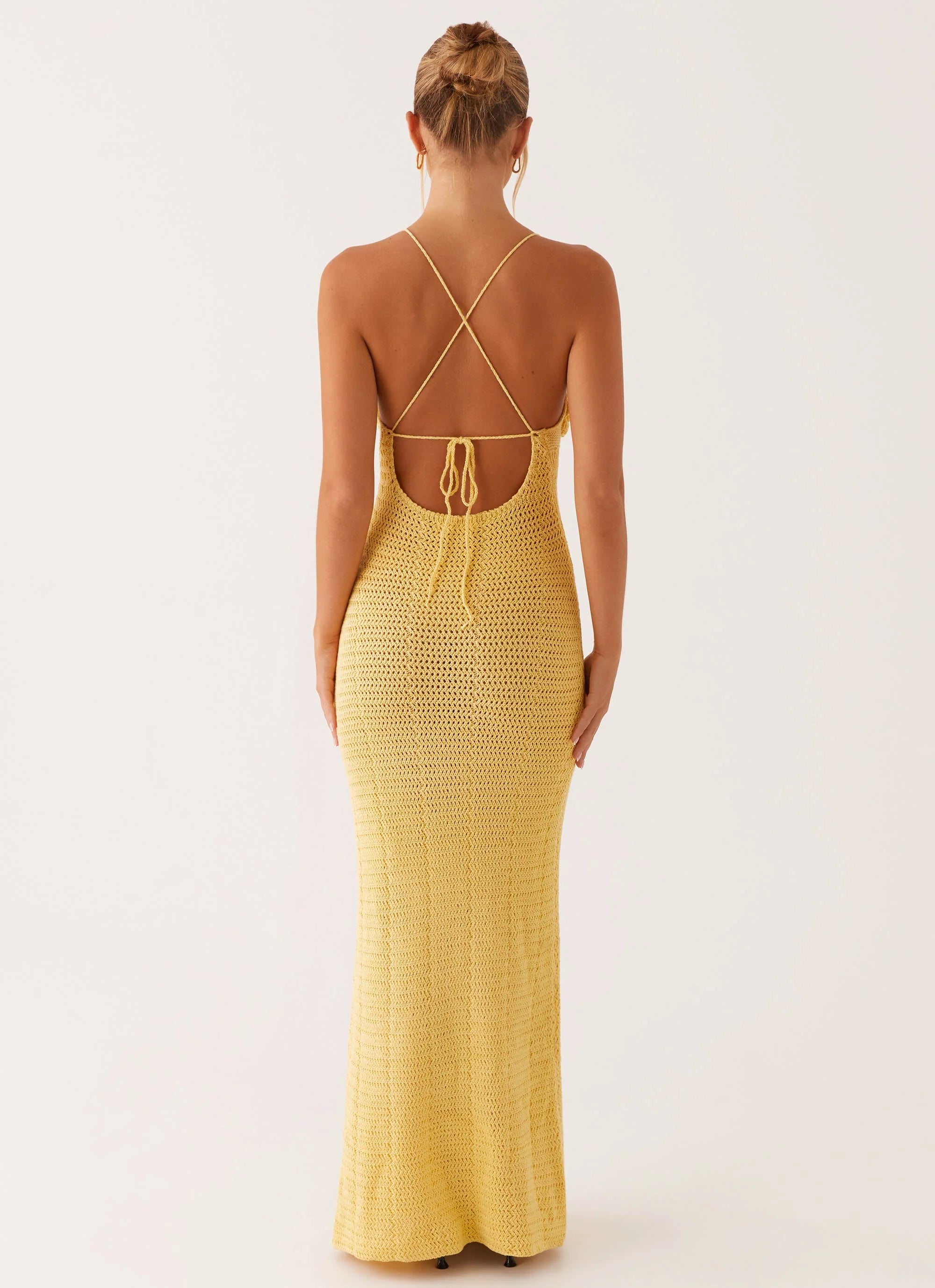 Robe longue en crochet Zara Rose - Jaune
