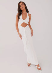 Robe longue à volants Allanna - Blanc