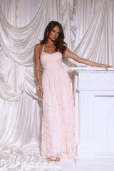 Robe longue à licou Magnetic Luxe rose