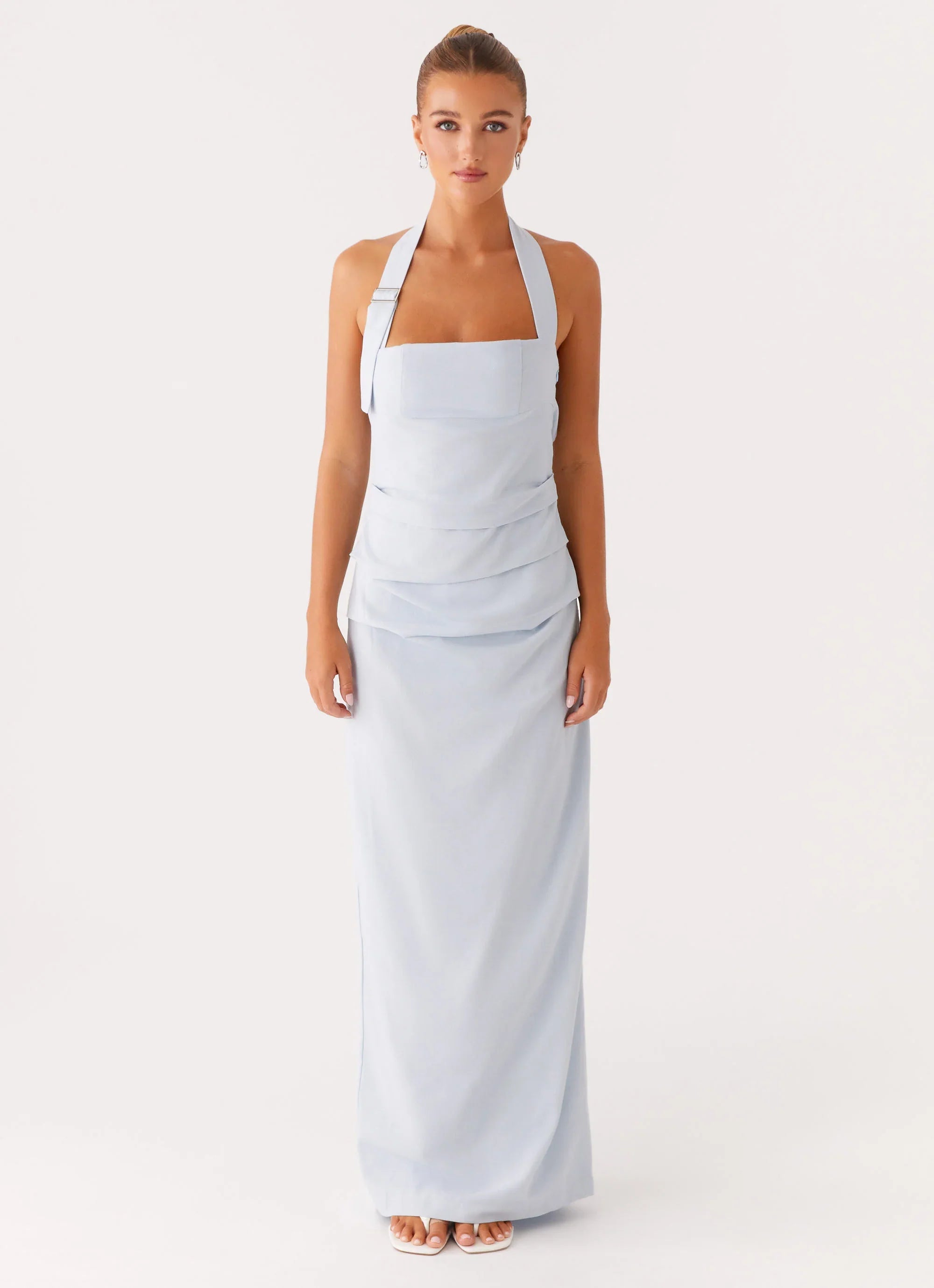 Robe longue "Rumour Has it" - Bleu