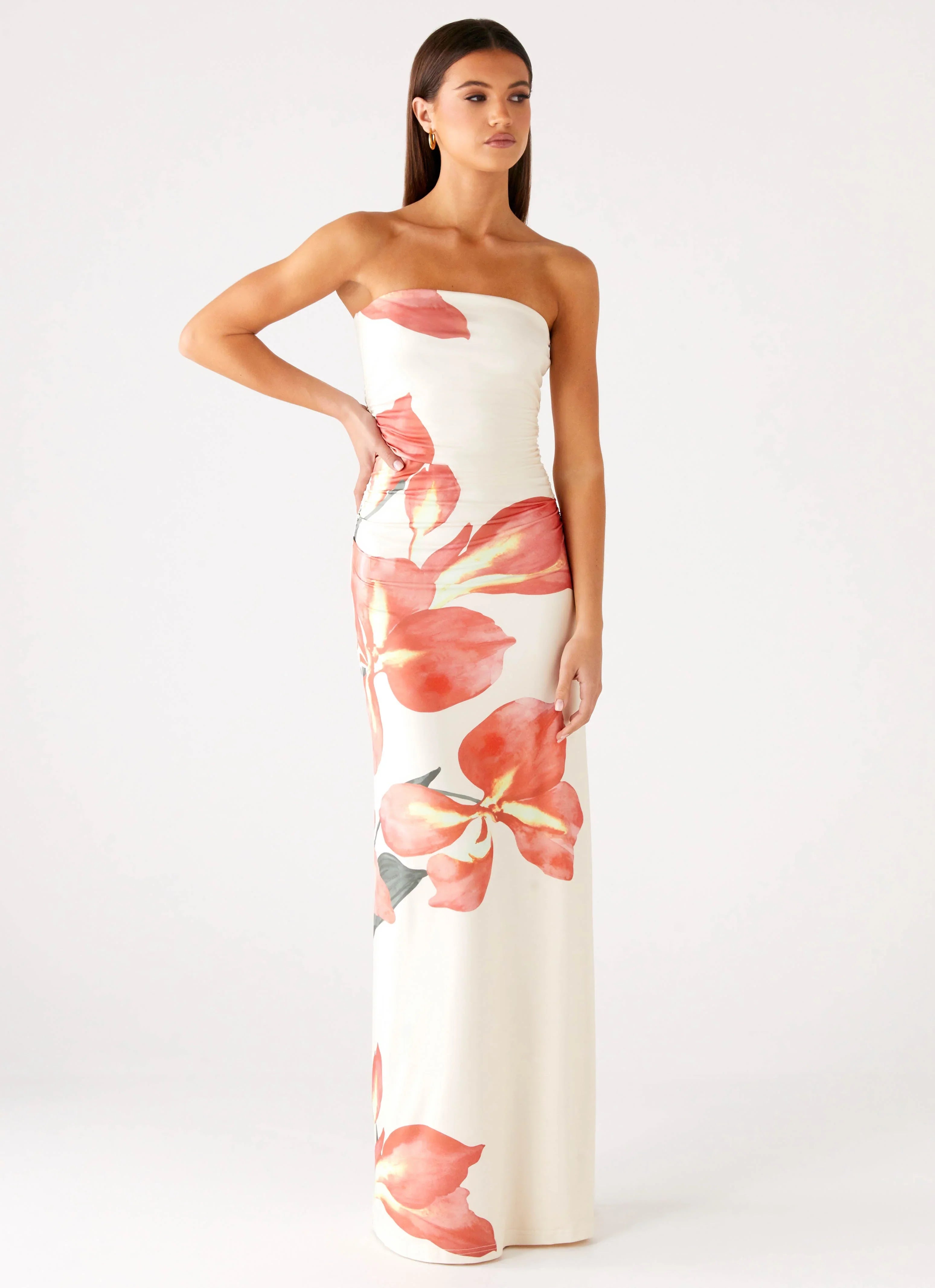 Robe longue sans bretelles Bellanca - Imprimé floral Siena