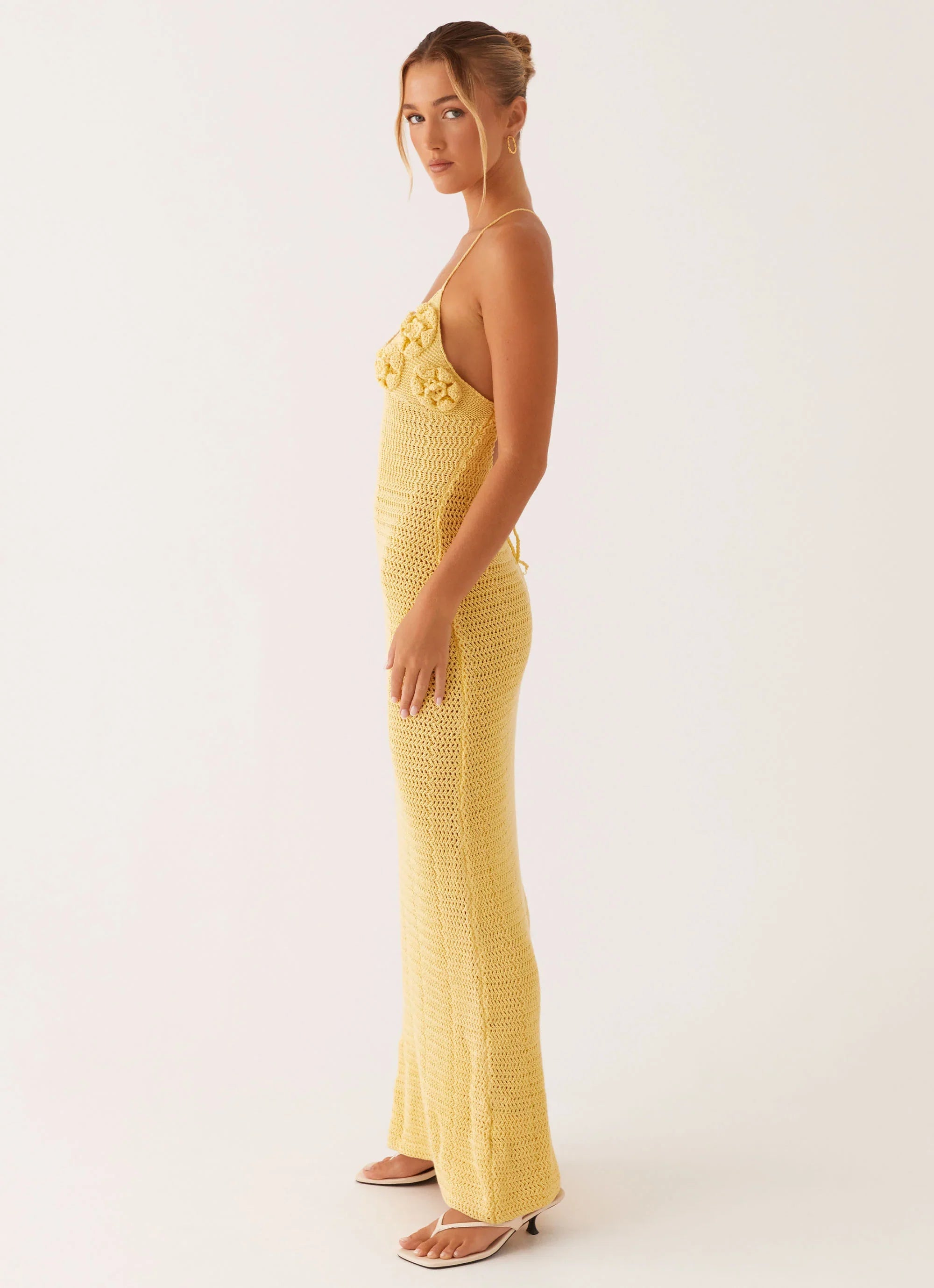 Robe longue en crochet Zara Rose - Jaune