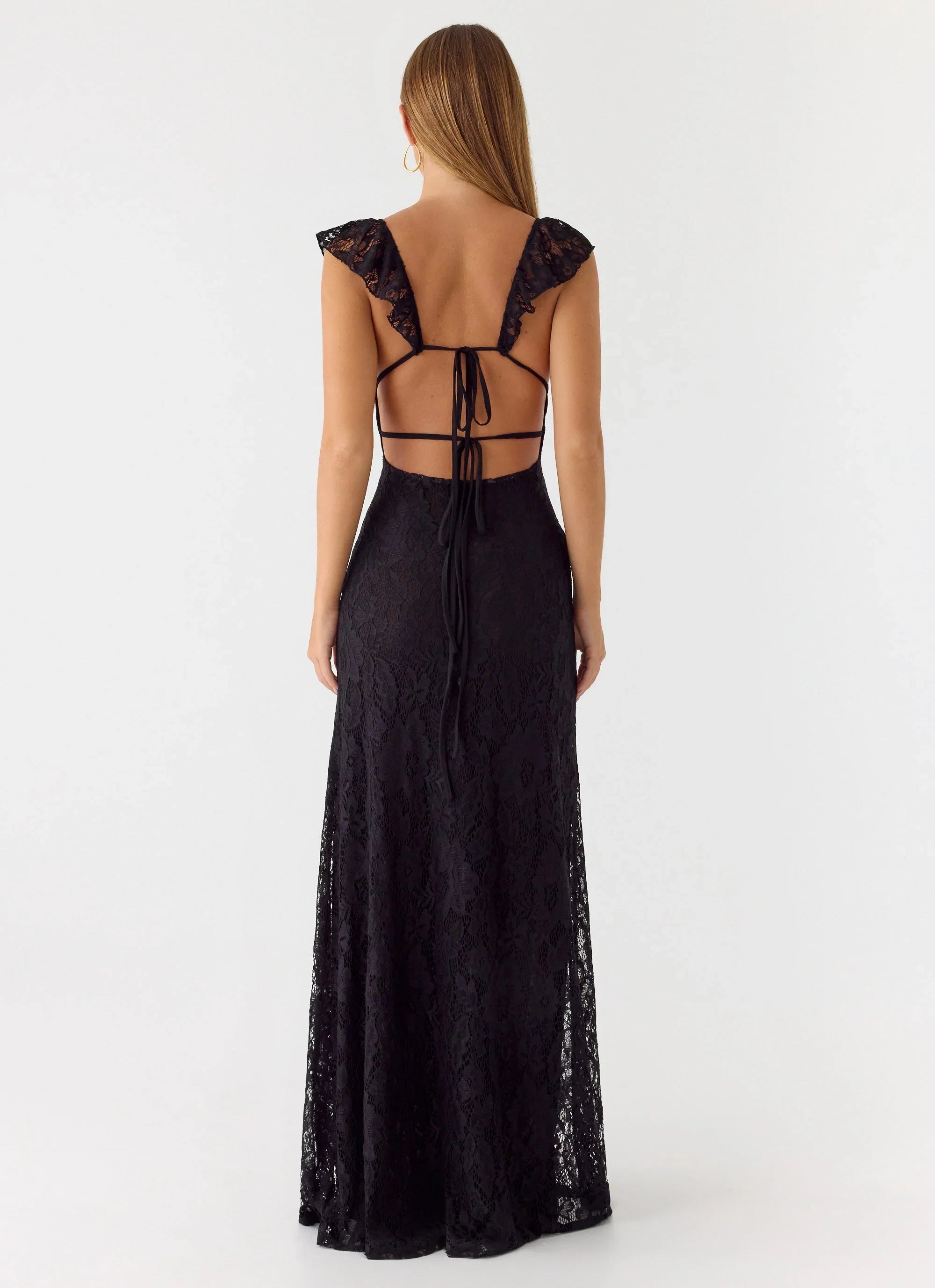 Robe longue en dentelle Giulia - Noir