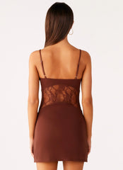 Mini-robe en dentelle Jordanna - Chocolat