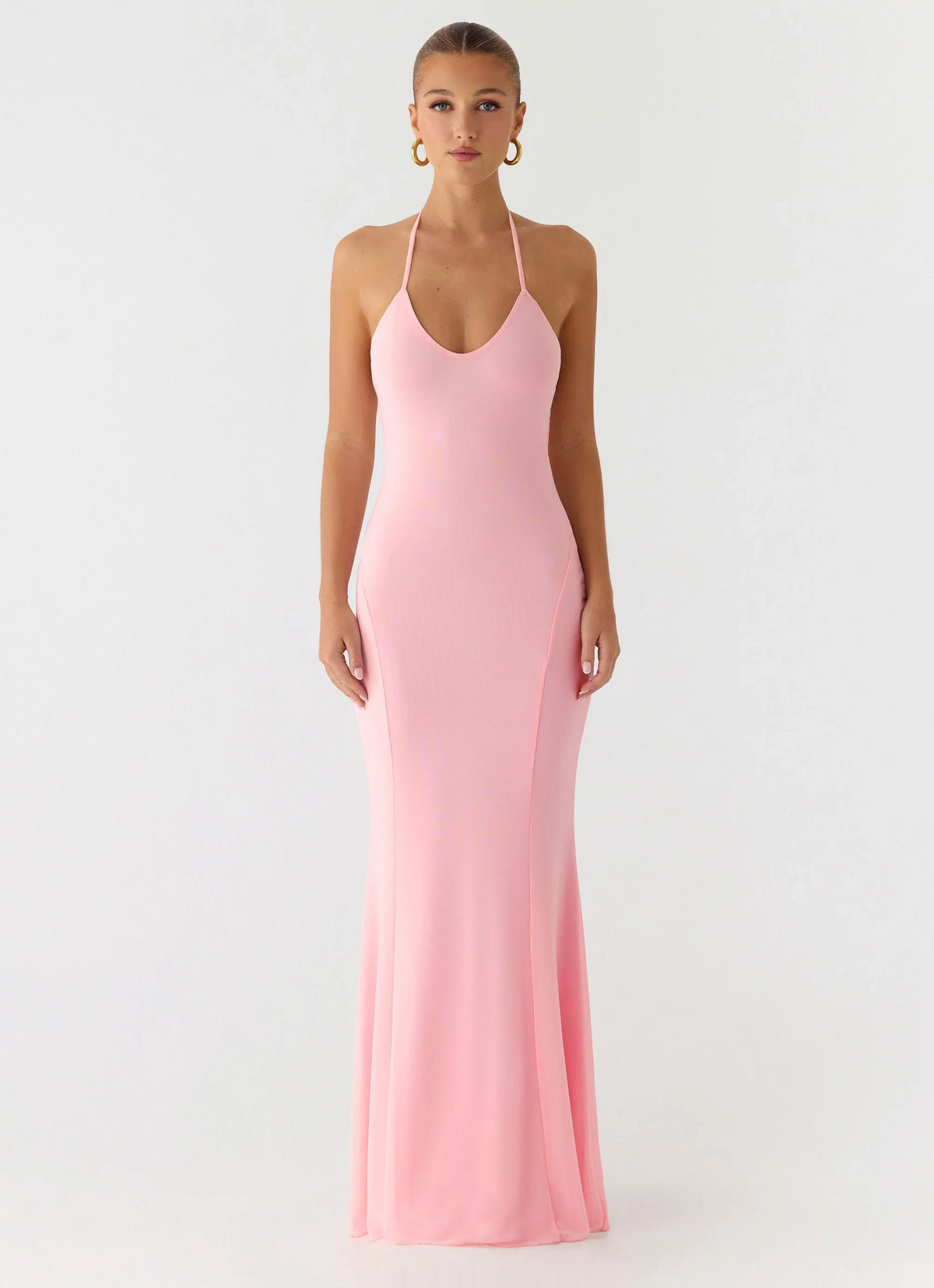 Robe longue Jolin dos nu - Rose bébé