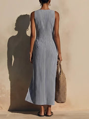 Women's Striped Sleeveless Business Suit Dress