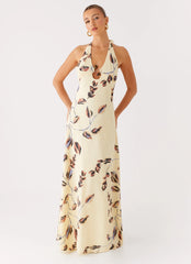 Robe longue à col licou Elvina - Délice de beurre frais