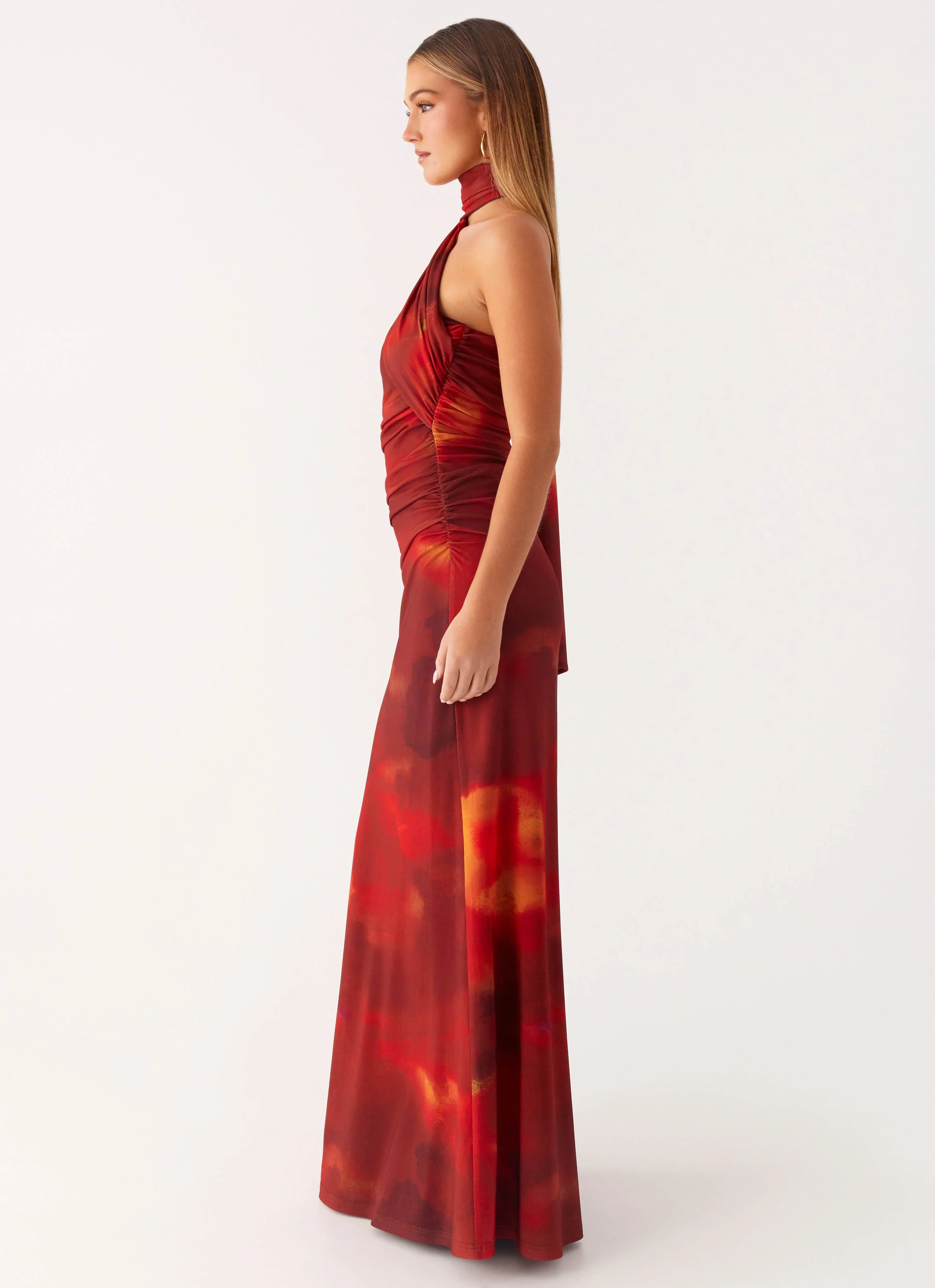 Robe longue Songbird - Flou écarlate