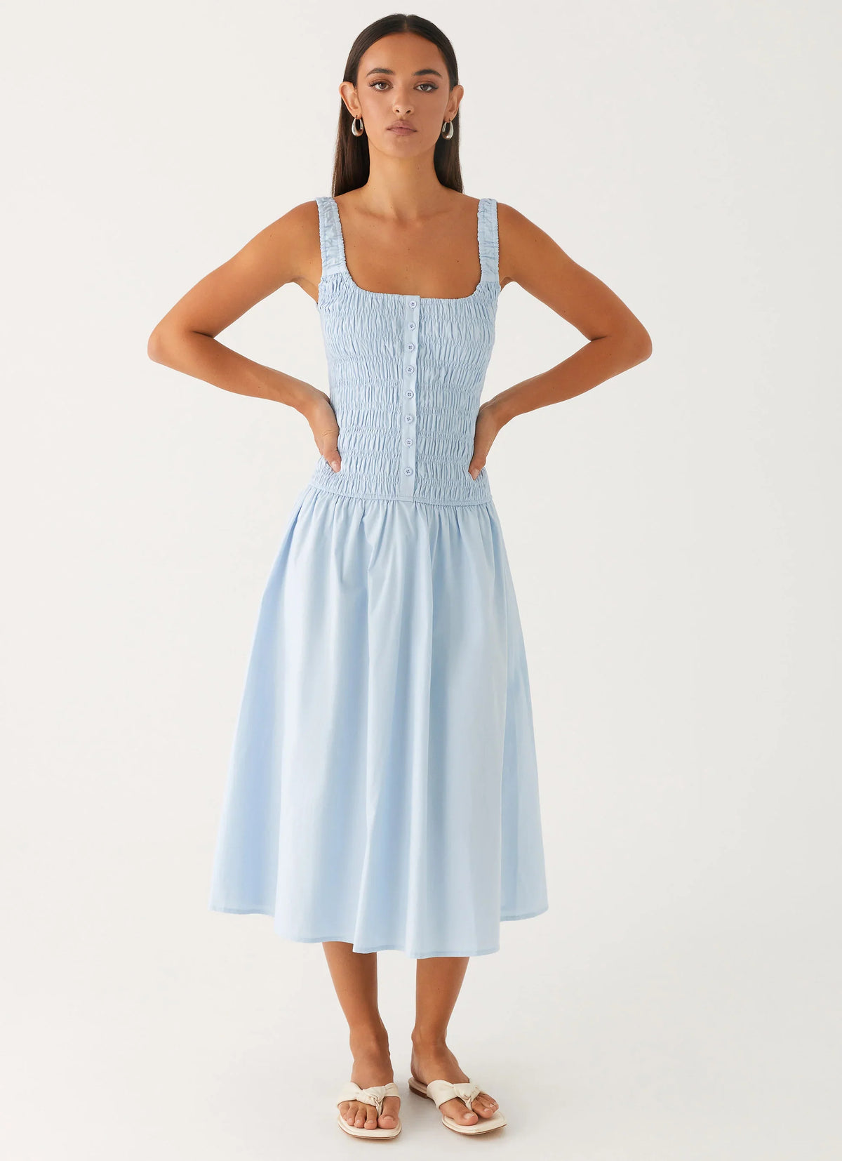 Robe Midi Wildflower - Bleu