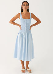 Robe Midi Wildflower - Bleu