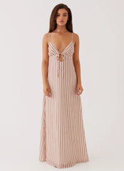 Robe longue en lin Flora - Rayures fruits de la passion