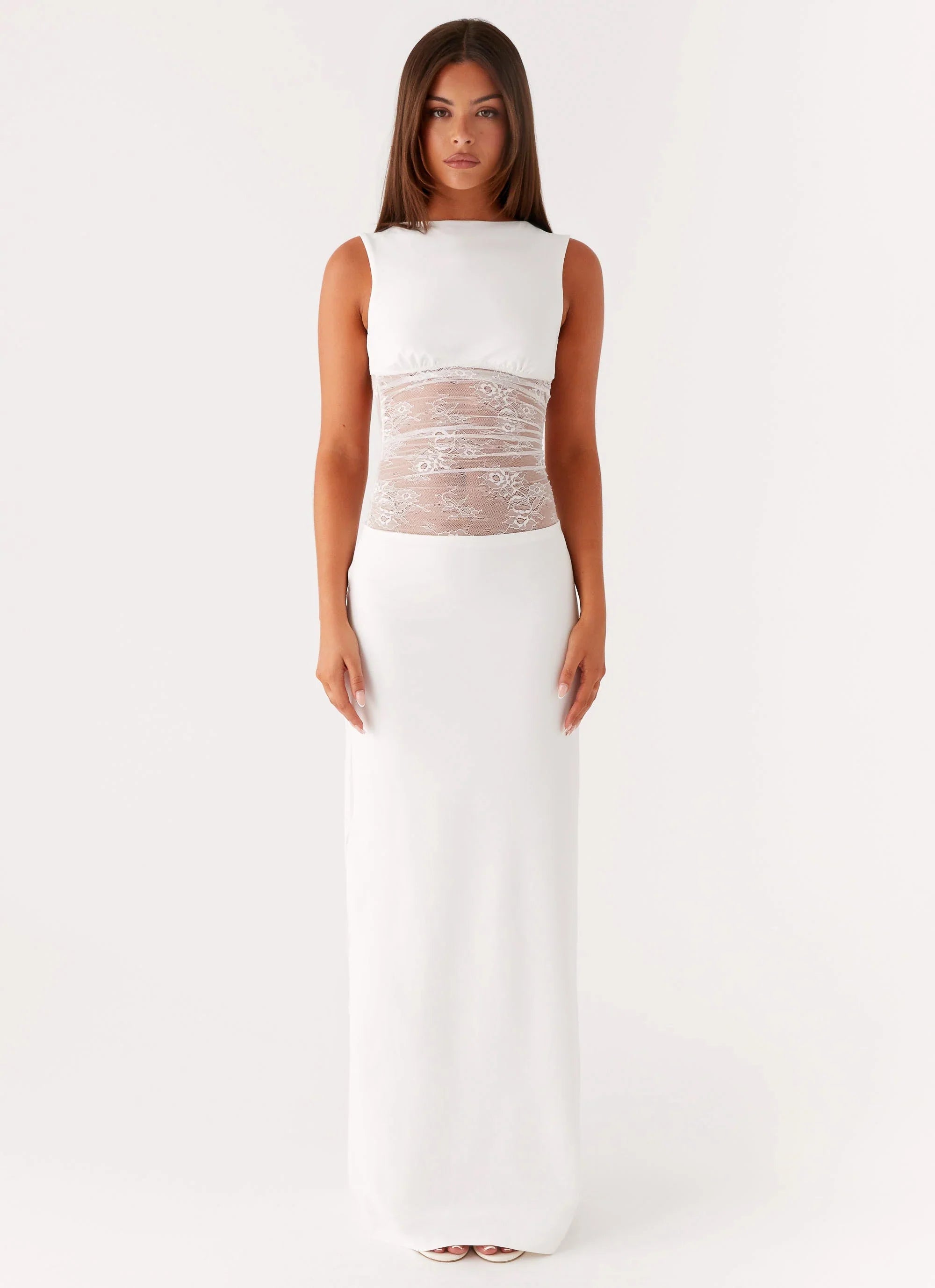 Robe longue Medina en dentelle - Blanc