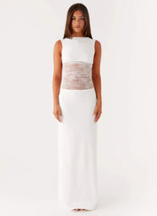 Robe longue Medina en dentelle - Blanc