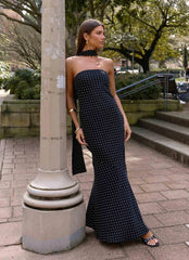 Robe longue Under The Pagoda - Pois noirs