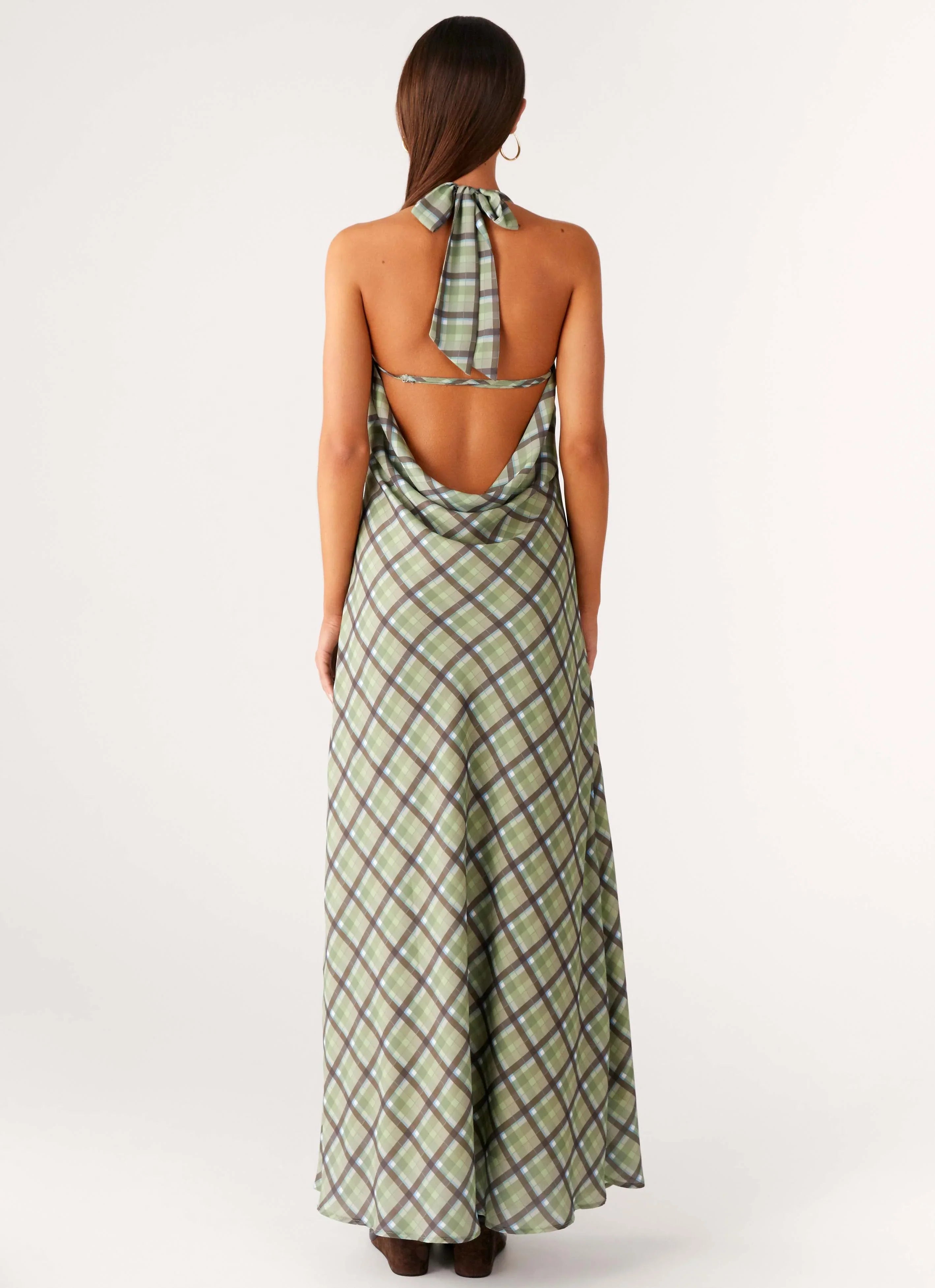 Robe longue Coralie – Carreaux cèdre