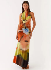 Robe longue Raellia - Imprimé floral sombre