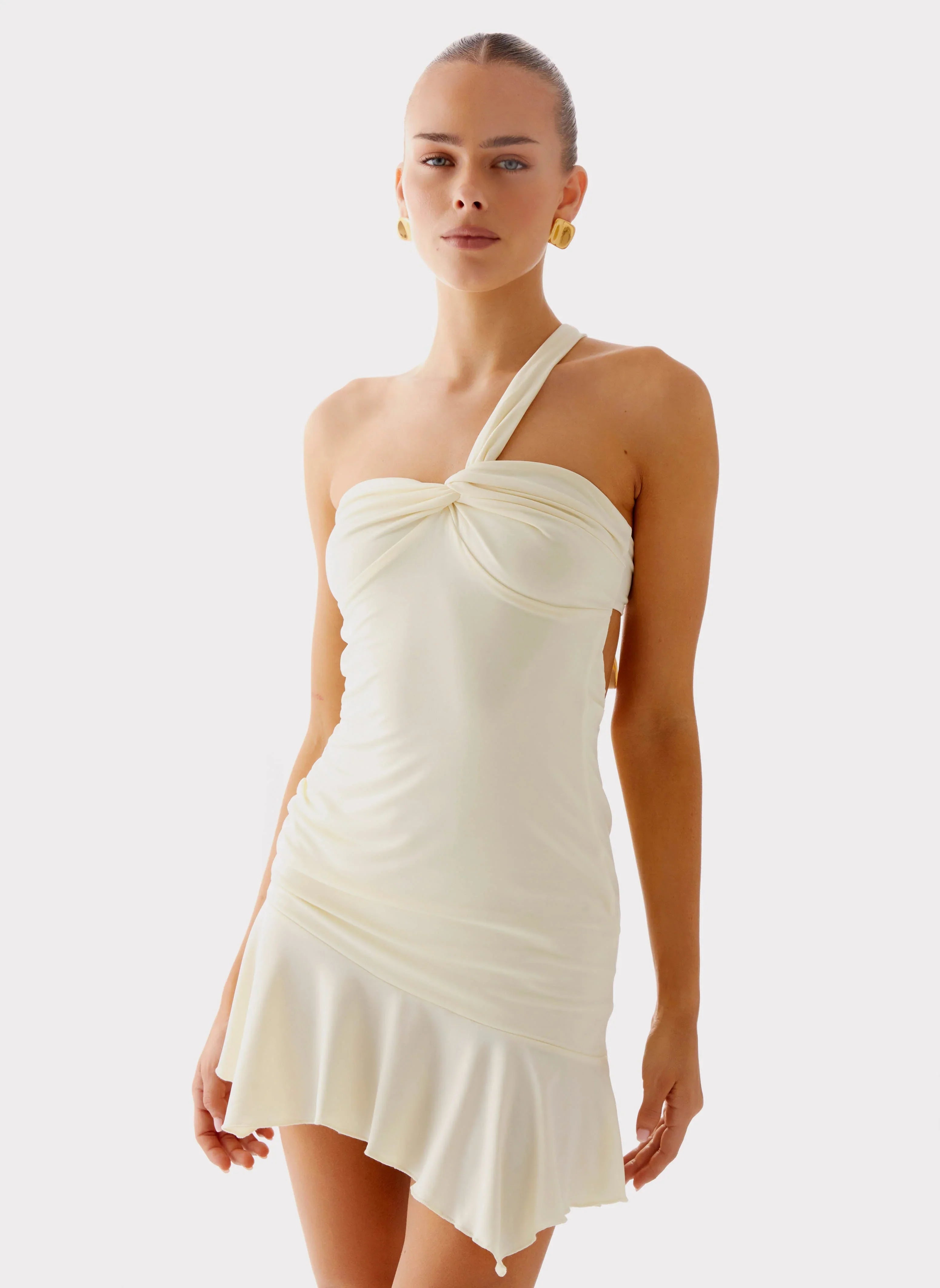 Mini-robe découpée "Not Your Fan" – Jaune