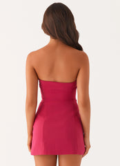 Robe Courte Sans Bretelles Patsie - Fuchsia