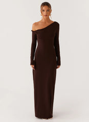 Robe longue torsadée Jordana - Marron