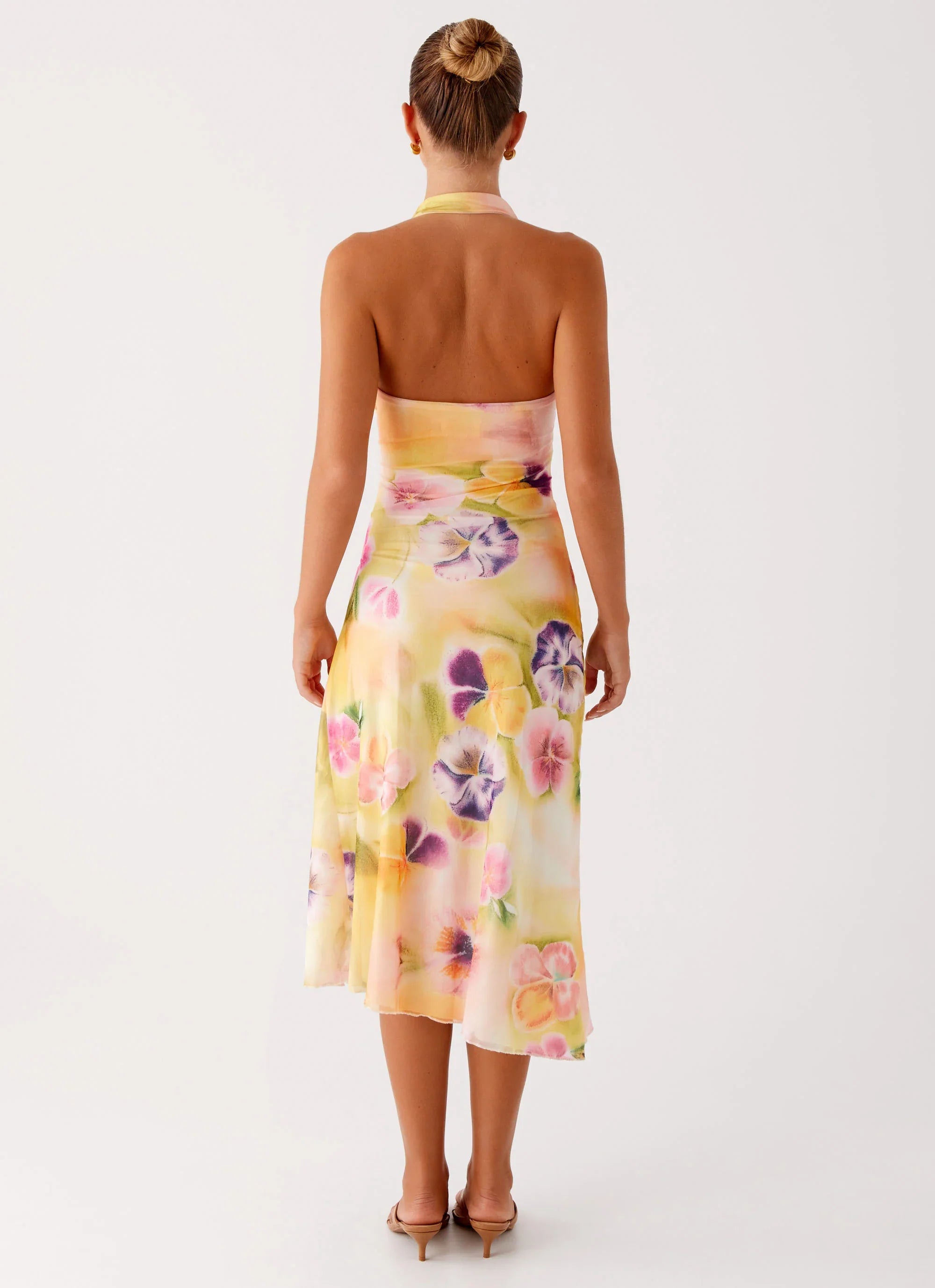 Robe midi Kayce – Imprimé floral « Sunburst »