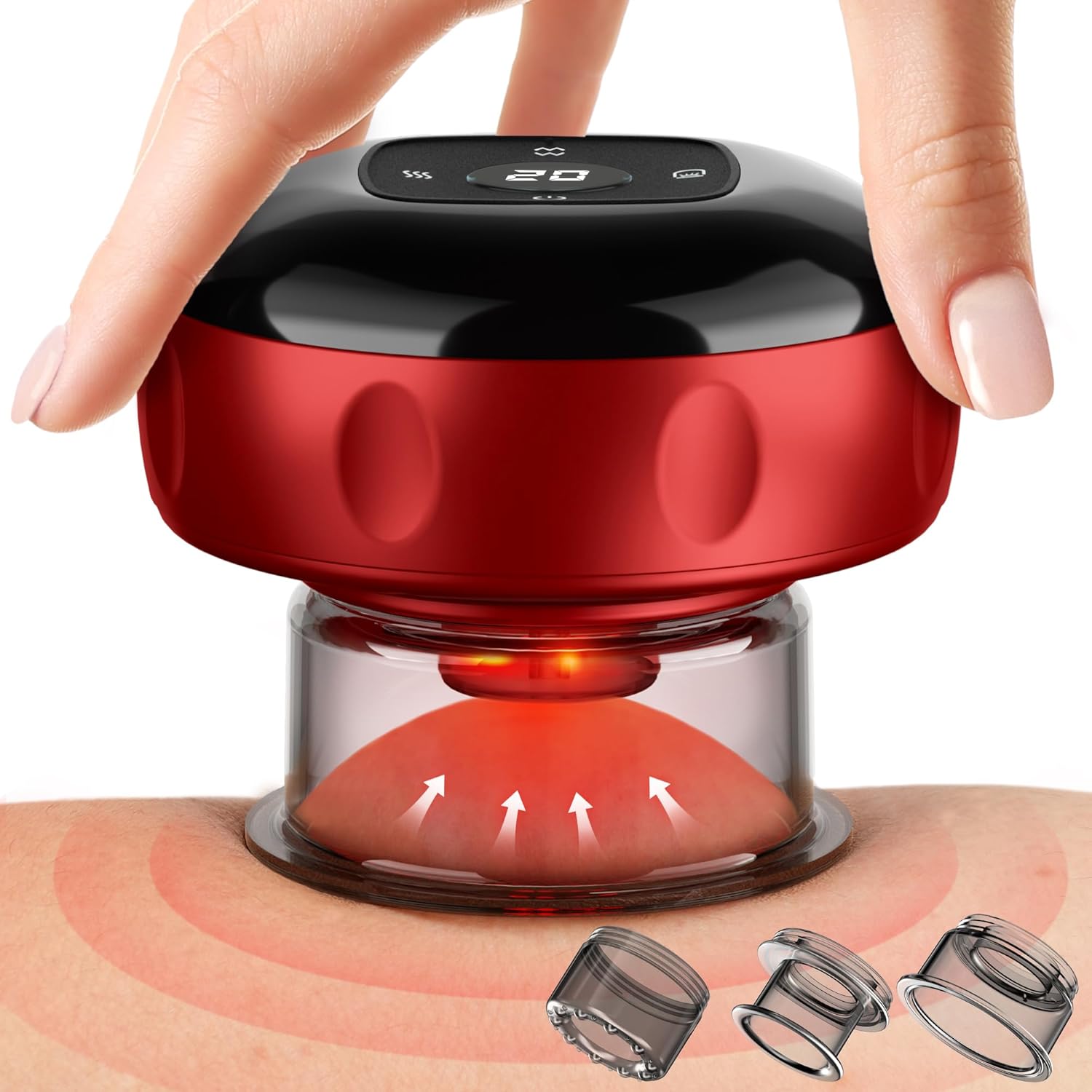 2 Pack Cupping Set, 7-in-1 Smart Cupping Therapy Massager. Red Light Cupping Therapy Set with 2 Modes for Targeted Muscle Soreness,Tighter Skin,Cupping Kit with 20 Levels Suction and Heat