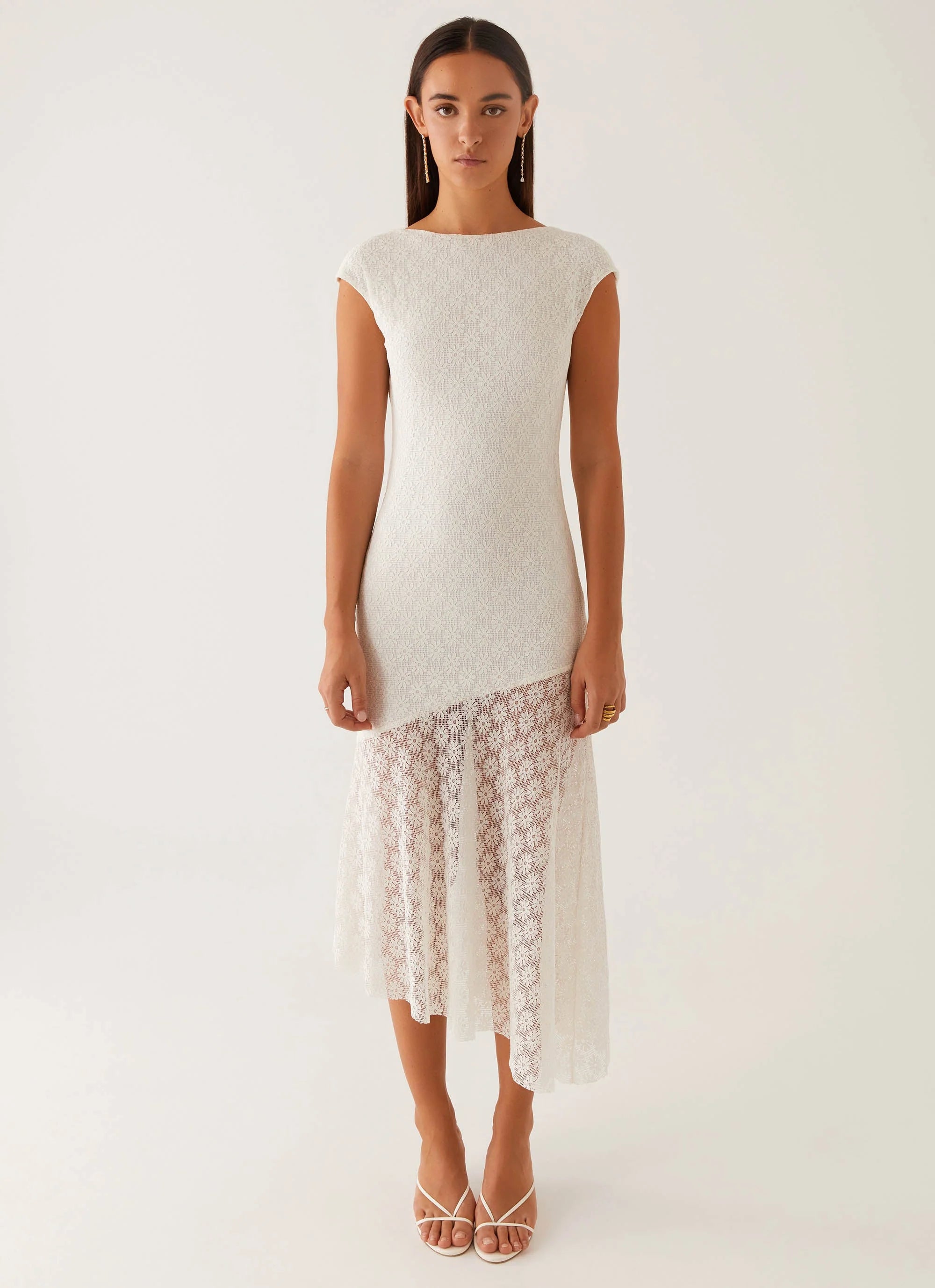 Robe midi Arielle à dos ouvert - Blanc