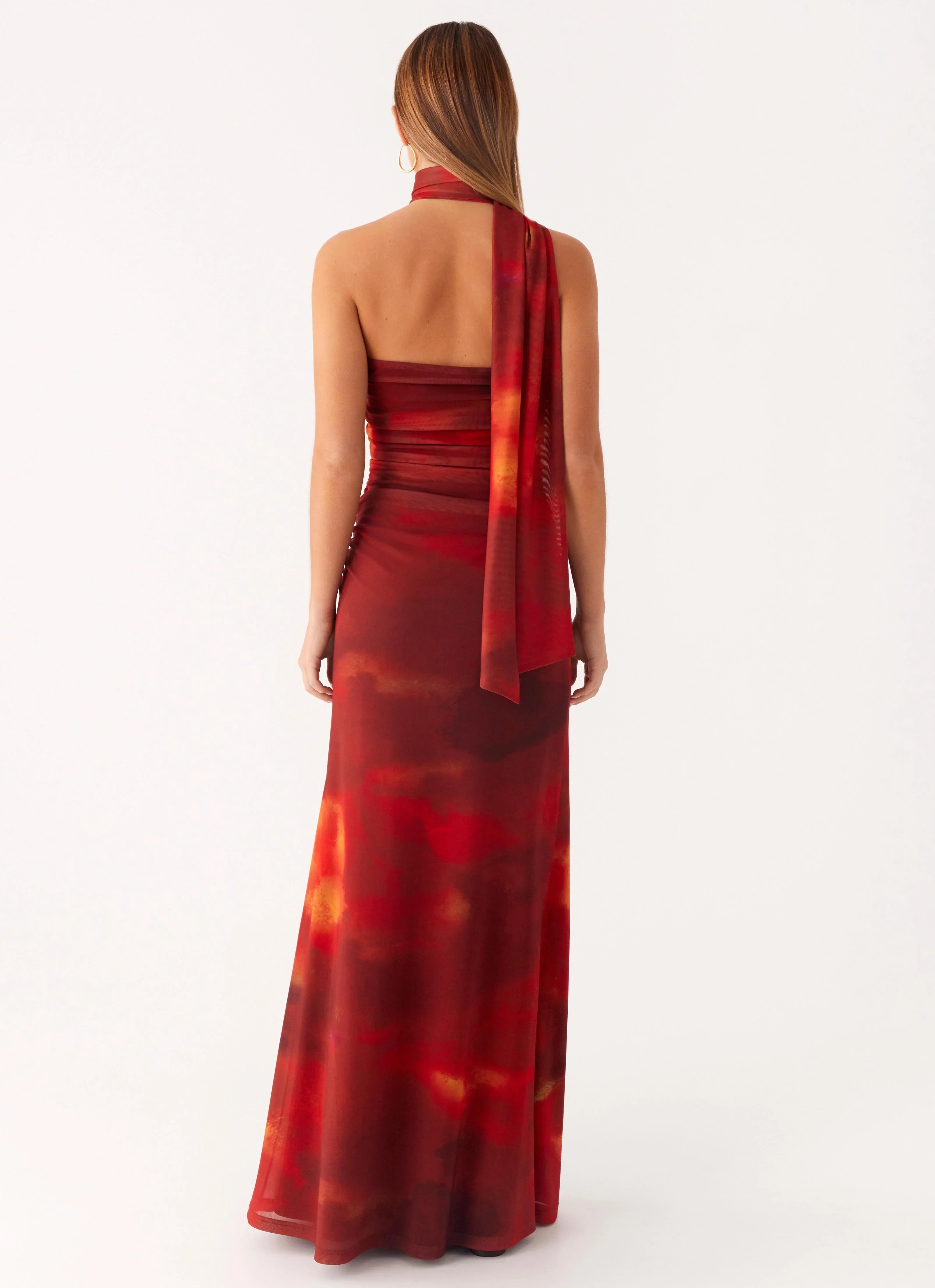Robe longue Songbird - Flou écarlate