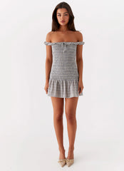 Mini-robe Anica à carreaux - Carreaux gris