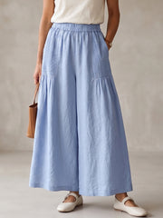 Cozy Casual Pleated Cotton-linen Wide-leg Pants