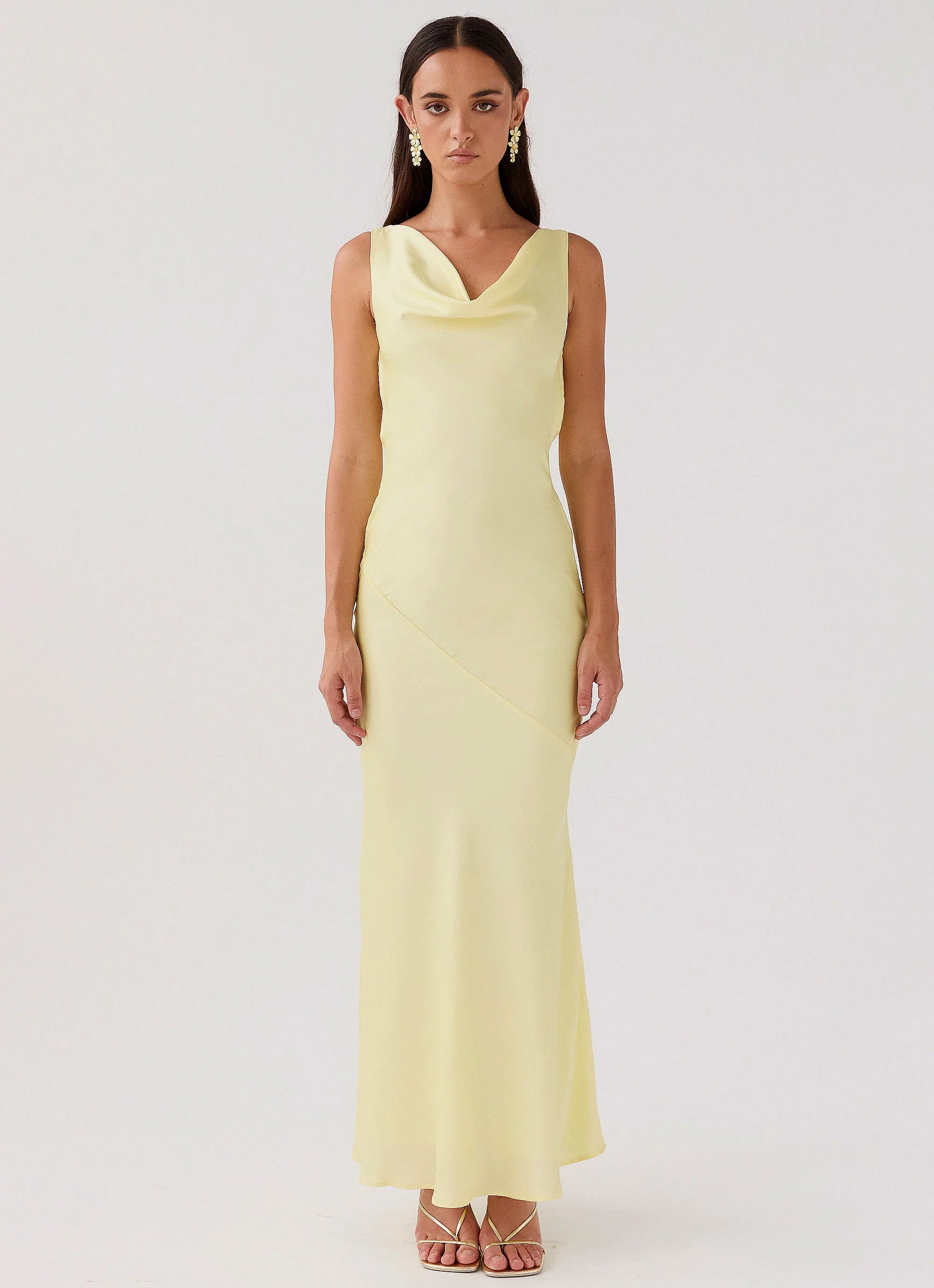 Robe longue en satin Be Mine - Canary