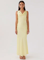 Robe longue en satin Be Mine - Canary