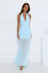 Robe longue dos nu Diamond District bleue