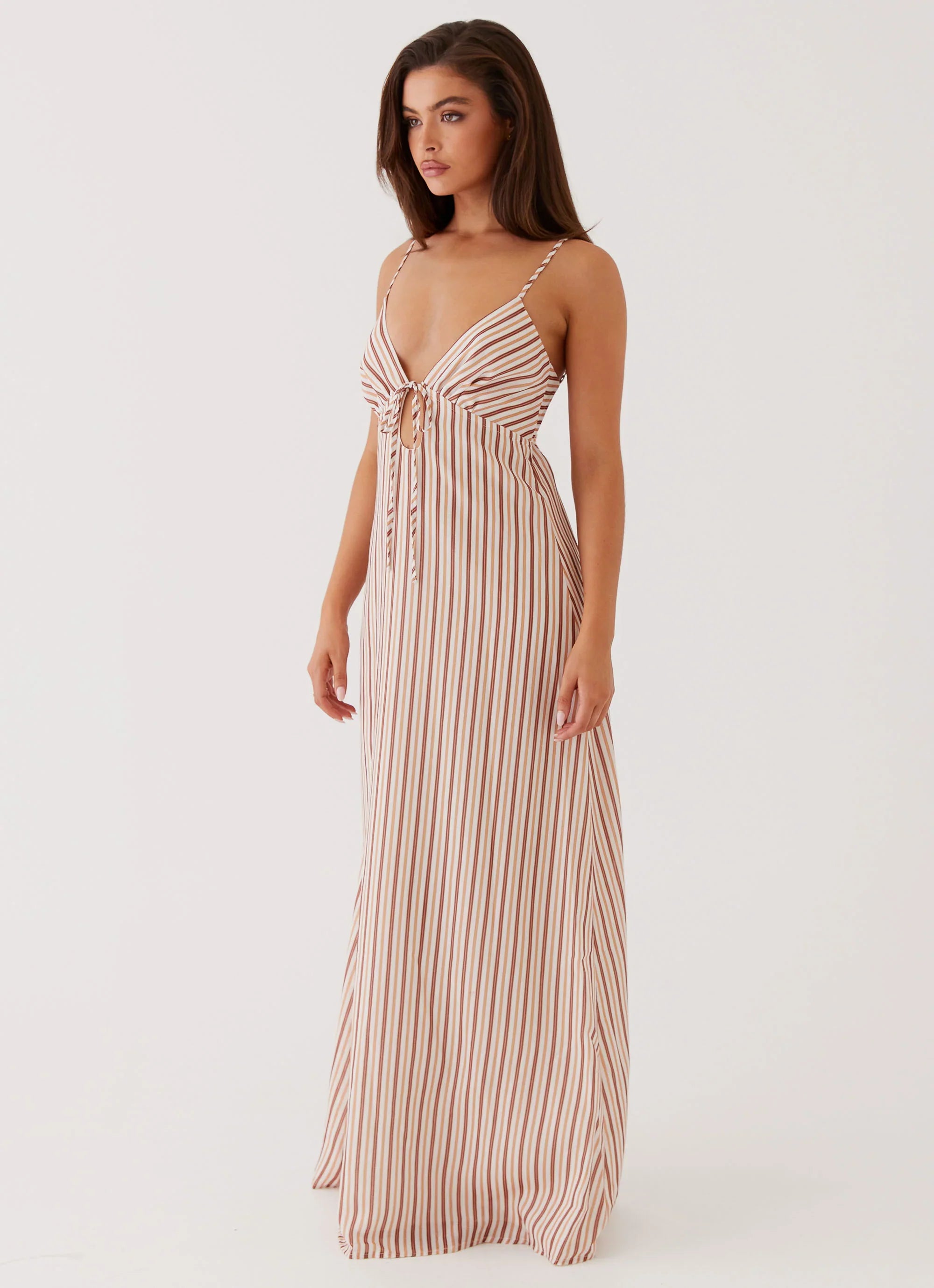 Robe longue en lin Flora - Rayures fruits de la passion