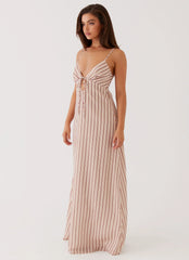 Robe longue en lin Flora - Rayures fruits de la passion