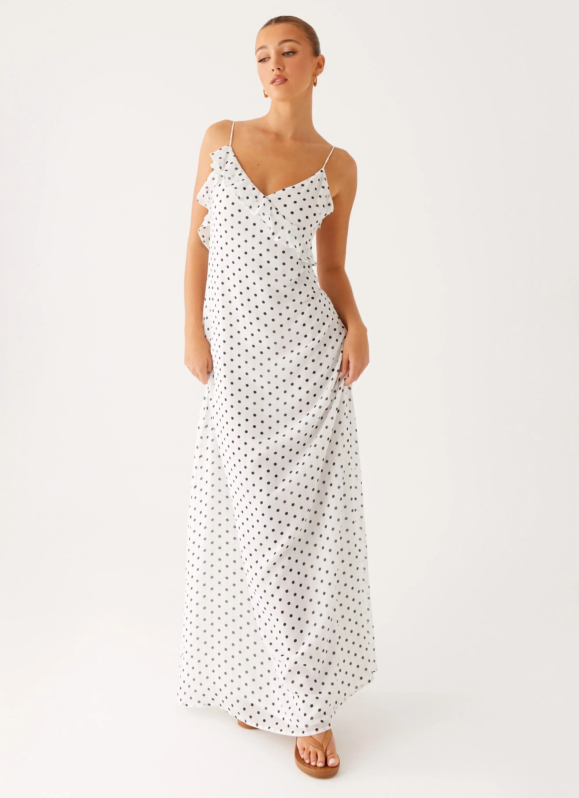 Robe longue Harri - Pois blancs