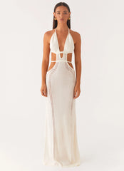 Robe longue en crochet découpé In Motion - Blanc