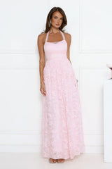 Robe longue à licou Magnetic Luxe rose
