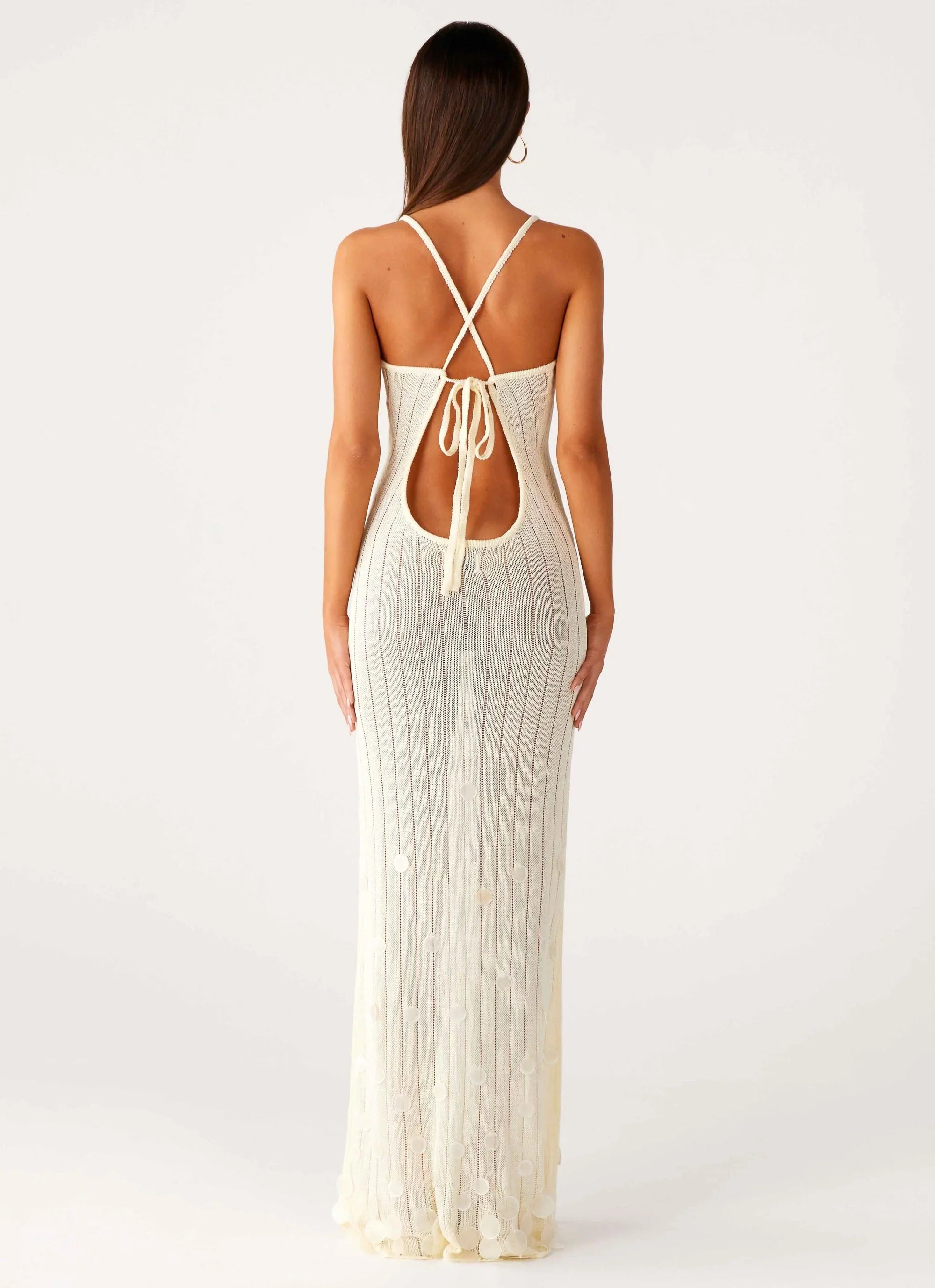 Robe longue en crochet Siren Song - Ivoire