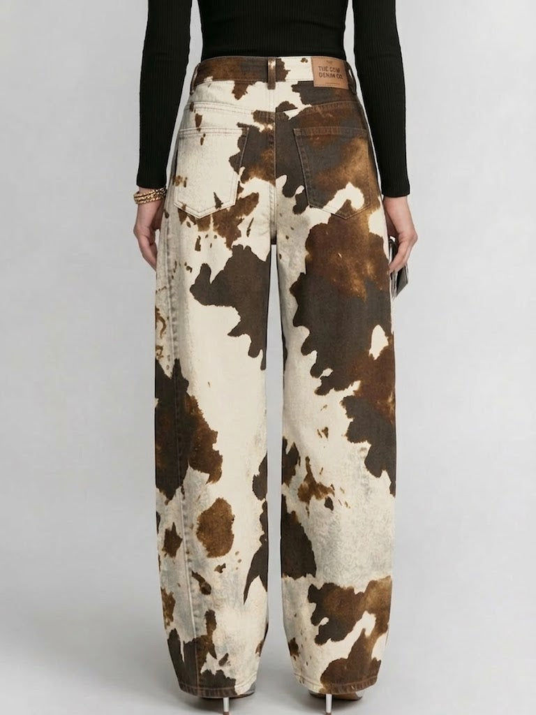 Women's Retro Art Print Casual & Stylish Distressed Jeans