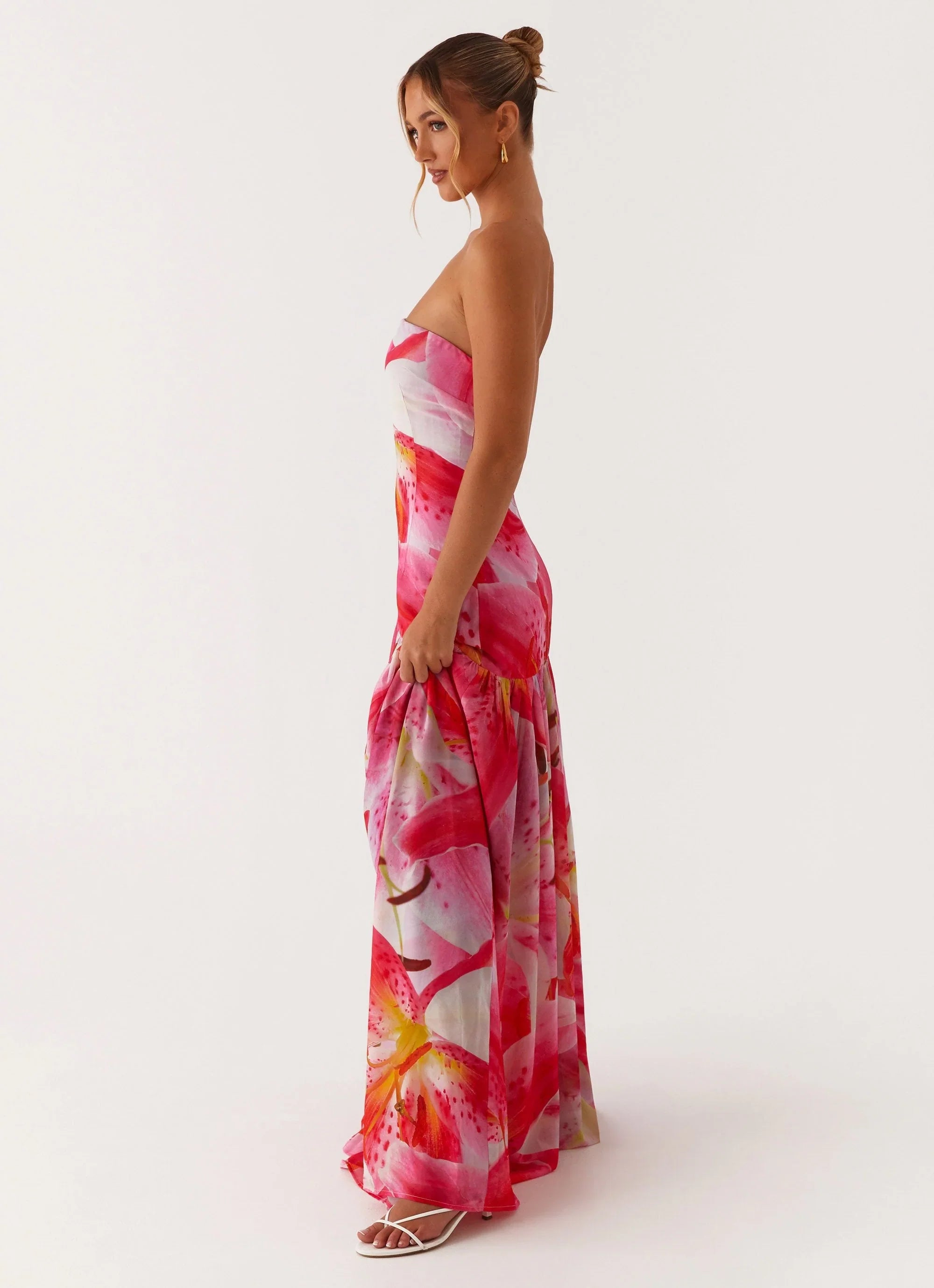 Robe longue bustier Eden - Lys Rose Blanc