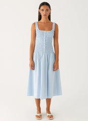 Robe Midi Wildflower - Bleu