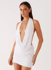 Mini-robe en mousseline Elysia - Blanc