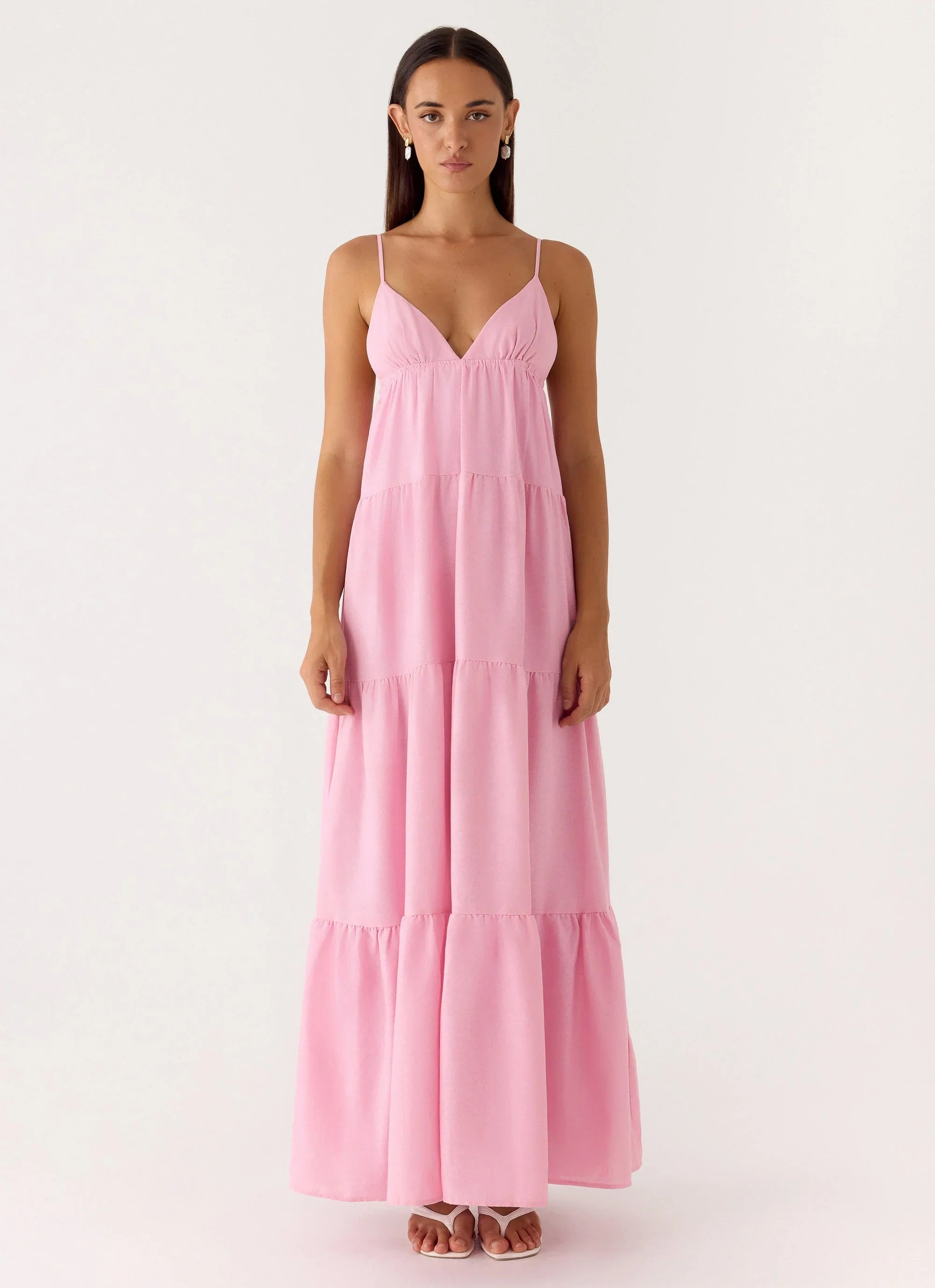 Robe longue en lin Lotty - Rose